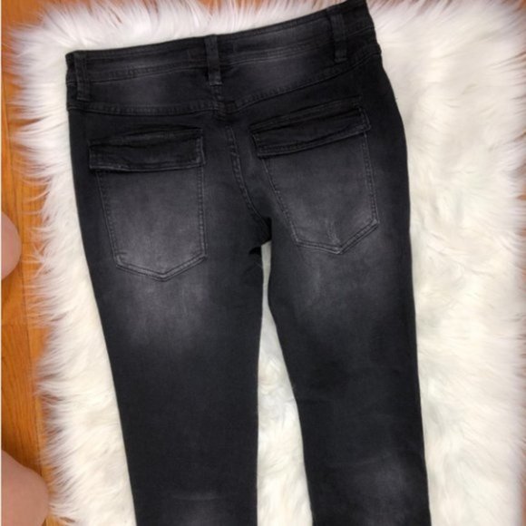 Free People Destroyed Skinny Jeans Black 0 - Picture 3 of 14